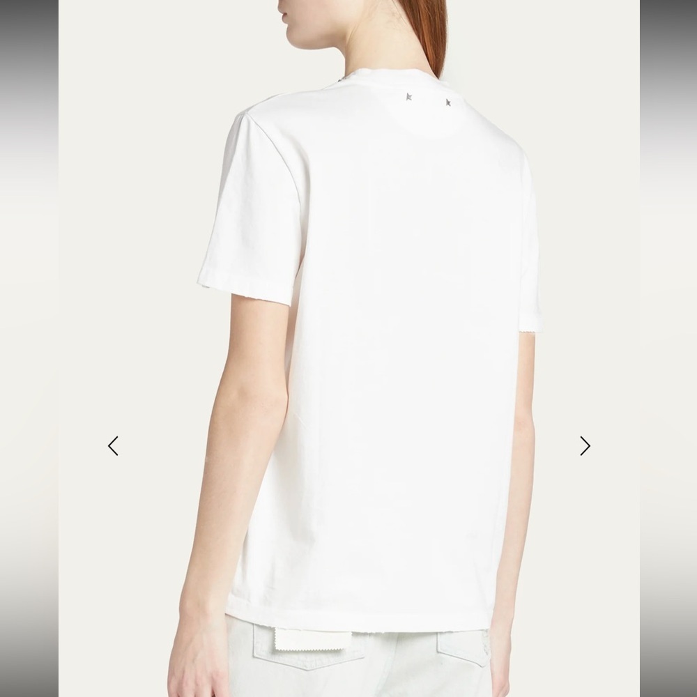 Golden Goose Distressed Short-Sleeve Embellished T-Shirt in White Size XS - Picture 2 of 11